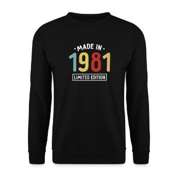 Made in 1981 - Limited Edition - Year of birth - Unisex Sweatshirt - black - Front - Alina (178cm) & Michal (187cm)