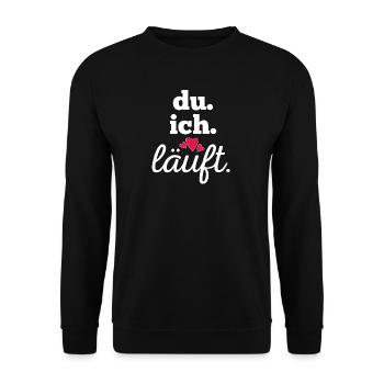 You I'm running – modern partner design - Unisex Sweatshirt - black - Front - Alina (178cm) & Michal (187cm)