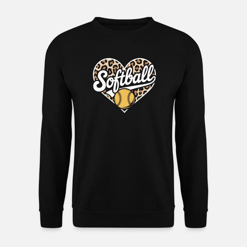 Leopard Muster Softball Herz Design - Unisex Pullover - Schwarz