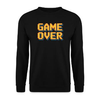 Game Over Retro Pixel Arcade Gamer Spruch - Unisex Pullover - Schwarz - Vorne - Alina (178cm) & Michal (187cm)