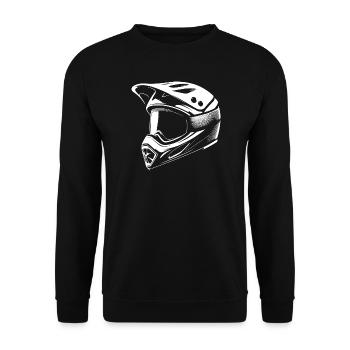 Motocross-Helm Illustration - Unisex Pullover - Schwarz - Vorne - Alina (178cm) & Michal (187cm)