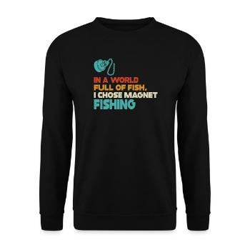 Neodymium Magnet Fishing Magnetic Fisher - Unisex Sweatshirt - black - Front - Alina (178cm) & Michal (187cm)
