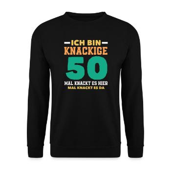 Lustiges 50. Geburtstag Geburtstagsshirt Geschenk - Unisex Pullover - Schwarz - Vorne - Alina (178cm) & Michal (187cm)