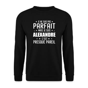 Alexandre: authentisch, unvollkommen, oberflächlich, perfekt - Unisex Pullover - Schwarz - Vorne - Alina (178cm) & Michal (187cm)