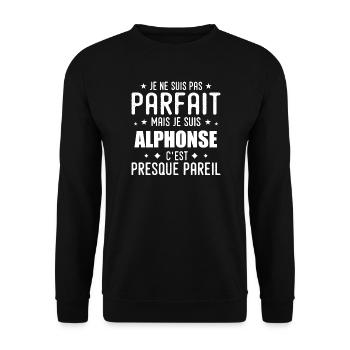 Alphonse: authentic, imperfect, top, perfection - Unisex Sweatshirt - black - Front - Alina (178cm) & Michal (187cm)