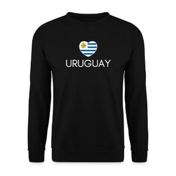 Heart with Uruguay flag, I love Uruguay - Unisex Sweatshirt - black - Front - Alina (178cm) & Michal (187cm)