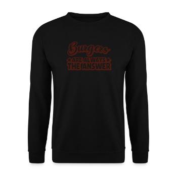 Les hamburgers sont toujours la réponse Motif - Sweat-shirt Unisexe - noir - Devant - Alina (178cm) & Michal (187cm)