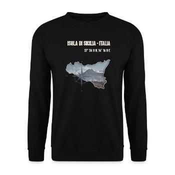 Isola di Sicilia Design Compass and Etna - Unisex Sweatshirt - black - Front - Alina (178cm) & Michal (187cm)