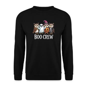 Boo Crew Owls Ghost Pumpkin Witch Skeleton Halloween - Unisex Sweatshirt - black - Front - Alina (178cm) & Michal (187cm)