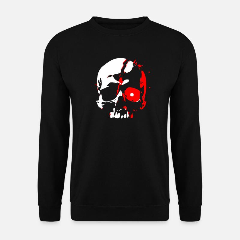 Cyborg Totenschädel mit rotem Auge - Unisex Pullover - Schwarz