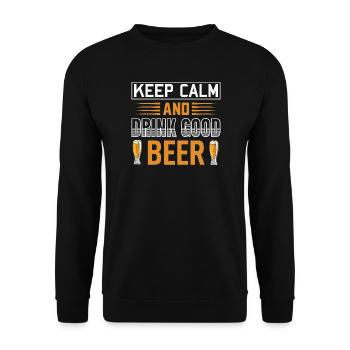 Keep calm drink beer - Unisex Pullover - Schwarz - Vorne - Alina (178cm) & Michal (187cm)