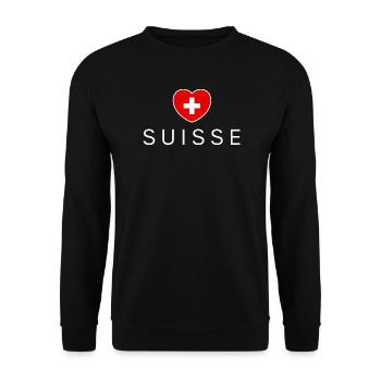 Ich liebe die Schweiz, Herz Schweiz - Unisex Pullover - Schwarz - Vorne - Alina (178cm) & Michal (187cm)