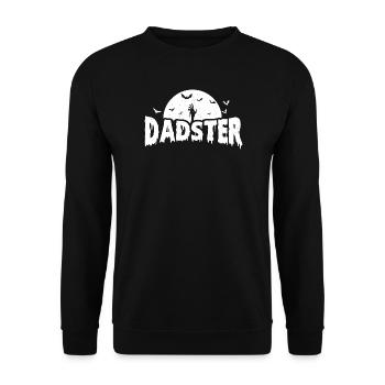 Dadster Lustig Gruselig Halloween Papa - Unisex Pullover - Schwarz - Vorne - Alina (178cm) & Michal (187cm)