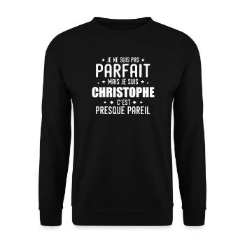 Christophe : authentique,imparfait,top,perfection - Sweat-shirt Unisexe - noir - Devant - Alina (178cm) & Michal (187cm)