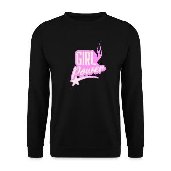 Girl Power sugar pink Flaming Graphic Design - Unisex Sweatshirt - black - Front - Alina (178cm) & Michal (187cm)