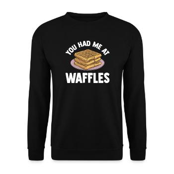 Waffles Gift for Waffle Lovers - Unisex Sweatshirt - black - Front - Alina (178cm) & Michal (187cm)
