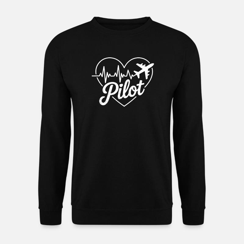Pilot Herz Herzschlag Design - Unisex Pullover - Schwarz