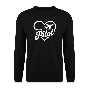 Pilot Heart Airplane Flight License - Unisex Sweatshirt - black - Front - Alina (178cm) & Michal (187cm)