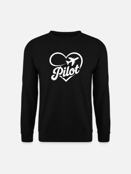 Pilot Heart Airplane Flight License - Unisex Sweatshirt - black