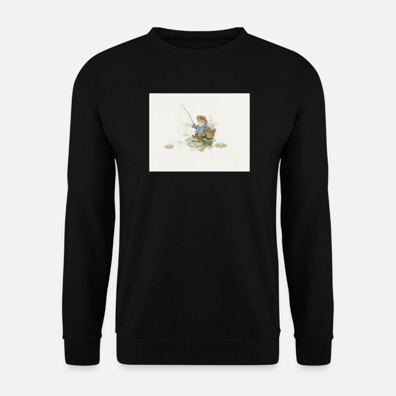 Charmanter Froschfischer Illustration - Unisex Pullover - Schwarz