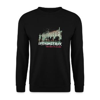 Châteaux de la Loire à Chenonceaux - Sweat-shirt Unisexe - noir - Devant - Alina (178cm) & Michal (187cm)