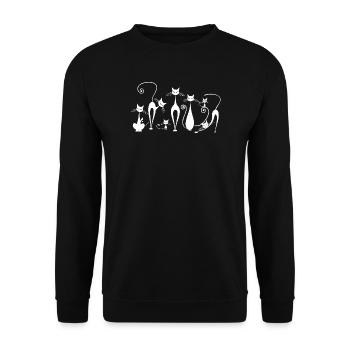 Silhouettes de chats ludiques dans le style croquis - Sweat-shirt Unisexe - noir - Devant - Alina (178cm) & Michal (187cm)