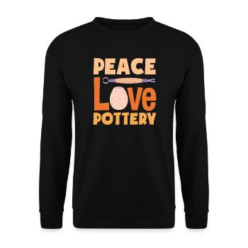Frieden Liebe Töpferei Kunsthandwerk - Unisex Pullover - Schwarz - Vorne - Alina (178cm) & Michal (187cm)