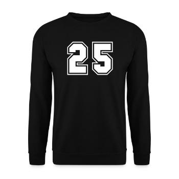 Sportliches Nummerndesign im Blockstil 25 - Unisex Pullover - Schwarz - Vorne - Alina (178cm) & Michal (187cm)
