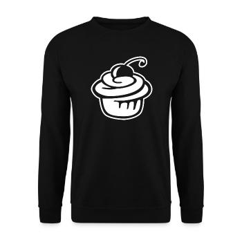 Cupcake Kirsche – Süßer Kuchen & Partyspaß - Unisex Pullover - Schwarz - Vorne - Alina (178cm) & Michal (187cm)