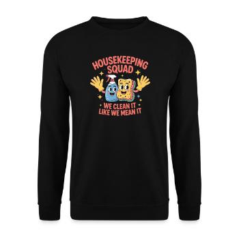Lustiges Putzen Design - Unisex Pullover - Schwarz - Vorne - Alina (178cm) & Michal (187cm)