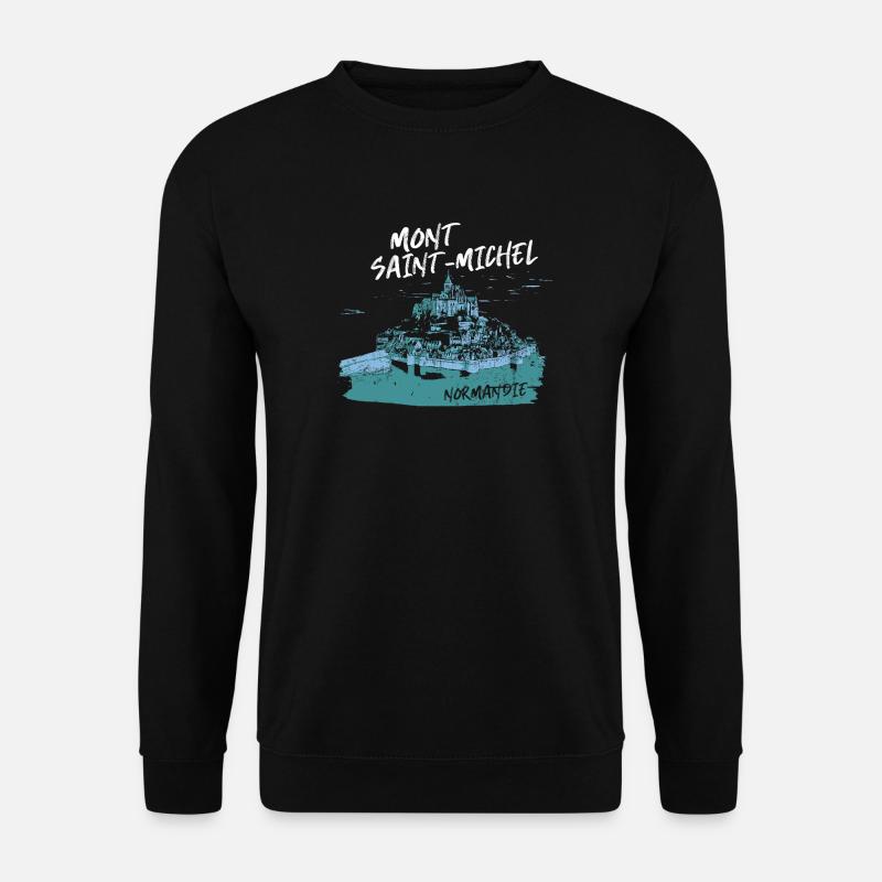 Mont Saint-Michel Blau Aquarell - Unisex Pullover - Schwarz