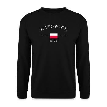 Katowice Polen – Urlaub Souvenir & Geschenk - Unisex Pullover - Schwarz - Vorne - Alina (178cm) & Michal (187cm)