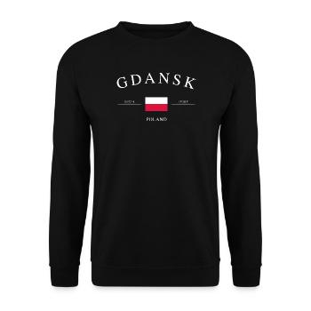 Gdańsk Polen – Urlaub Souvenir & Geschenk - Unisex Pullover - Schwarz - Vorne - Alina (178cm) & Michal (187cm)