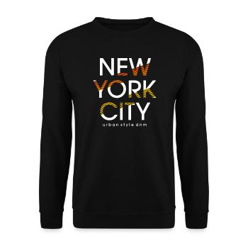 Lebendiger urbaner Stil von New York City - Unisex Pullover - Schwarz - Vorne - Alina (178cm) & Michal (187cm)