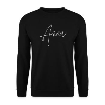 Anna / Écriture manuscrite Design personnalisé (Blanc) - Sweat-shirt Unisexe - noir - Devant - Alina (178cm) & Michal (187cm)