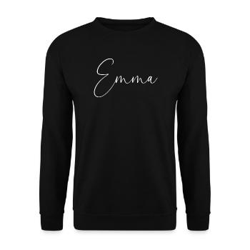 Emma / Écriture manuscrite Design personnalisé (Blanc) - Sweat-shirt Unisexe - noir - Devant - Alina (178cm) & Michal (187cm)