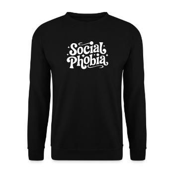 Social Phobia Loner - Funny Saying - Unisex Sweatshirt - black - Front - Alina (178cm) & Michal (187cm)