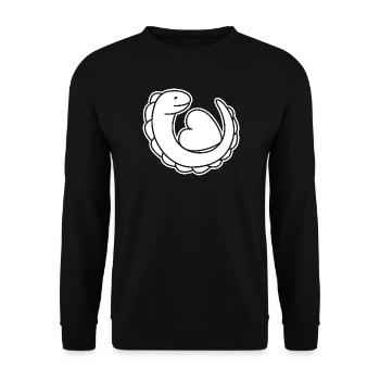 Echse mit Herz – Gecko, Liebe & Schutzsymbol - Unisex Pullover - Schwarz - Vorne - Alina (178cm) & Michal (187cm)