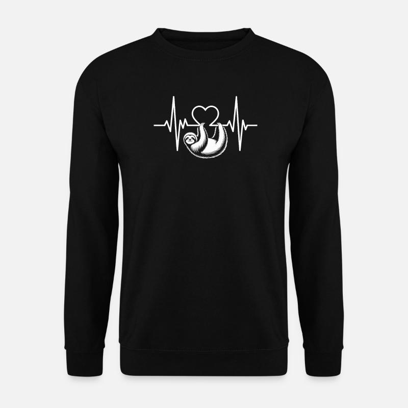 Heartbeat with sleeping sloth - Unisex Sweatshirt - black