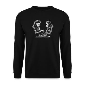 Illustration de match d’échecs étrange - Sweat-shirt Unisexe - noir - Devant - Alina (178cm) & Michal (187cm)