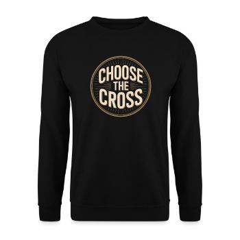 Christlich Choose The Cross Kreuz Botschaft - Unisex Pullover - Schwarz - Vorne - Alina (178cm) & Michal (187cm)