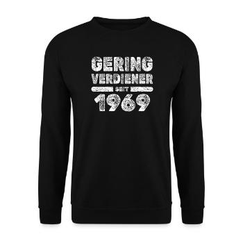 Geringverdiener 1969 - Unisex Pullover - Schwarz - Vorne - Alina (178cm) & Michal (187cm)
