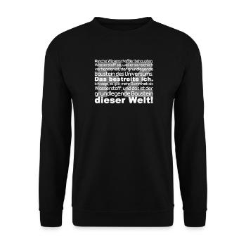 Universums Baustein Zitat Typo - Unisex Sweatshirt - black - Front - Alina (178cm) & Michal (187cm)