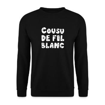 SEWN WITH WHITE THREAD! - Unisex Sweatshirt - black - Front - Alina (178cm) & Michal (187cm)
