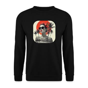 Collage de t-shirts rétro - Sweat-shirt Unisexe - noir - Devant - Alina (178cm) & Michal (187cm)
