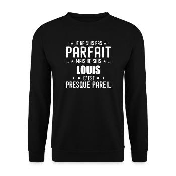 Louis: authentic, imperfect, top, perfection - Unisex Sweatshirt - black - Front - Alina (178cm) & Michal (187cm)