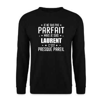 Laurent: authentisch, unvollkommen, oberflächlich, perfekt - Unisex Pullover - Schwarz - Vorne - Alina (178cm) & Michal (187cm)