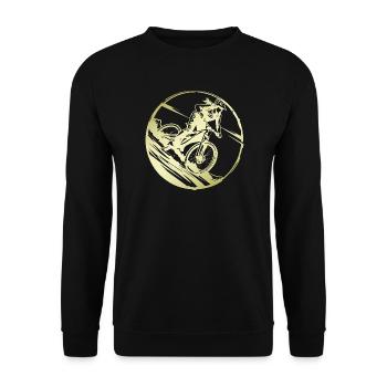 Mountain Bike Bicycle Silhouette - Unisex Sweatshirt - black - Front - Alina (178cm) & Michal (187cm)