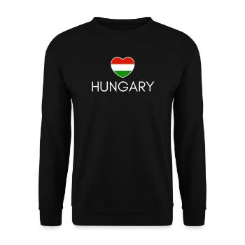 Heart with Hungarian flag, Hungarian pride - Unisex Sweatshirt - black - Front - Alina (178cm) & Michal (187cm)