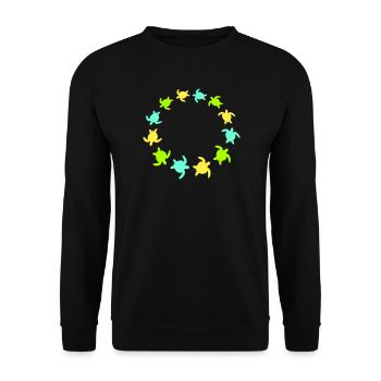 Many Turtles Circle Ring Colorful Round Silhouette - Unisex Sweatshirt - black - Front - Alina (178cm) & Michal (187cm)